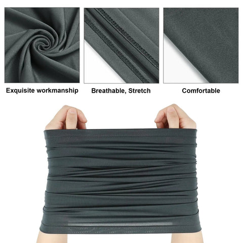 6 Pack Summer UV Protection Neck Gaiters For Face Covering, Cooling Breathable Bandana Scarves, fabric detail and stretch