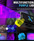 Compact EDC Flashlight With 1000 Lumens White LED UV RGB Modes, Yellow Diffuser, USB C Rechargeable, magnetic clip in use