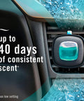 Smart Car Vent Freshener Long Lasting Odor Erasing Clip Set Intensity Low Or High Unstopables Crispy Road Ready Scent Four Pack clipped to car vent.