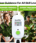 Smart Wireless Plant Moisture Meter With Visual Gauge in use by indoor gardeners, displaying moisture level at 60%