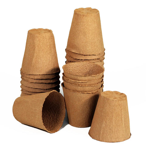 4 Inch Plantable Seed Starter Pots 30 Pack Natural Biodegradable Seedling Pots stacked with enhanced aeration peat free design