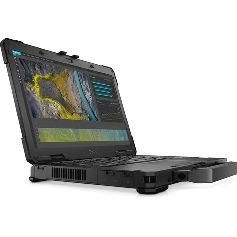 Rock Solid 14 Inch Rugged Laptop Featuring Full HD 1080p Display Intel Core I5 11Th Gen Processor 16GB RAM 512GB SSD Sleek Black Build And Hella Smooth Daily Driver Performance Today open at an angle showing the display.