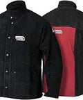 Heavy Duty Leather Welding Jacket For High Amperage And Out Of Position Work Badass Protection, black and red, size XXXL