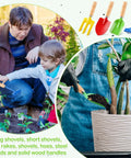8 Piece Kids Garden Tool Set With Real Wood Handles And Steel Heads Shovel Rake Spade And Hoe For Lil Helpers Durable Yard Tools