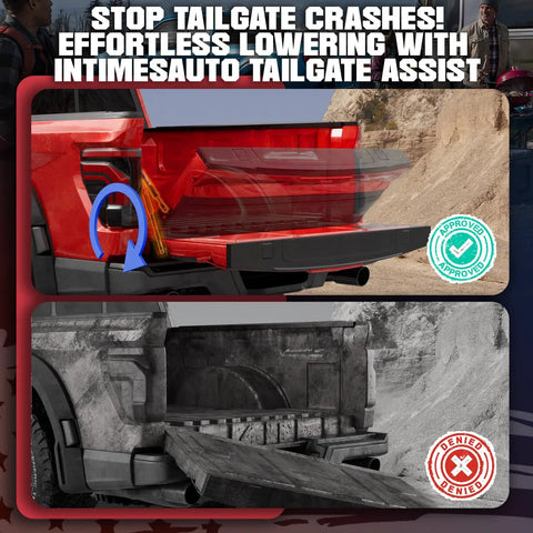 Comparison of Ford Tailgate Assist Shock No-Drill Installation effectiveness with approved and denied indicators