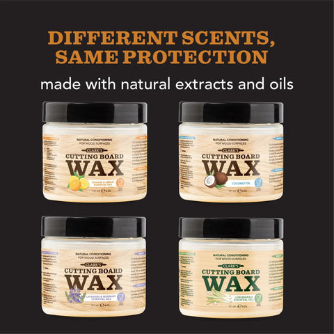 Two In One Wood Care For Cutting Boards And Butcher Block Surfaces With Beeswax And Food Grade Mineral Oil, jars with scents
