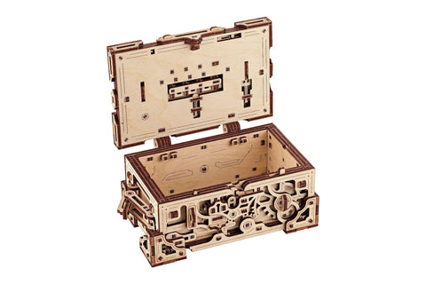 Enigma Chest 3D Wooden Puzzle Box For Adults To Build Natural Wood Escape Room Challenge With 504 Pieces No Glue Required Codes And Secret Locks Stress Relief Brain Teaser, open chest
