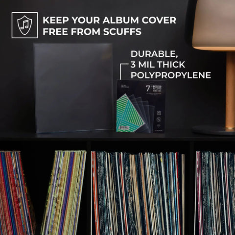 Clear 50 Pack 7 Inch Vinyl Record Outer Sleeves 3 Mil Thick Wrinkle Free Polypropylene Ultra Transparent Covers For LPs And Singles