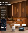 DEIGCYU LED Recessed Lighting Kit, 6 Pack Black Self-Adhesive Light Bars displayed in a modern living room with smart app control.
