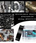 Collage of 4oz Dielectric Silicone Grease Paste for Electrical Connectors with close-up on spark plugs, brake, O-rings, and motor.