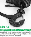 Rugged And Ready Synthetic Winch Rope Kit With Protective Sleeve One Quarter Inch By Fifty Foot Rope Heavy Duty Winch Hook
