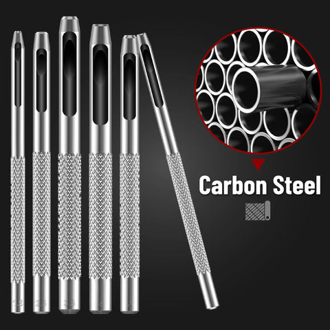 Leather Hole Punch Set With Hollow Punch Tools, Six Steel Punches From 1.5Mm To 4Mm For Leather Crafting, Pro Grade Carbon Steel