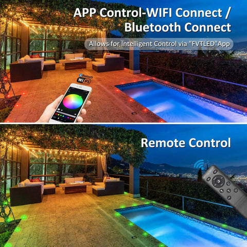 Outdoor RGB Deck Lights 30 Pack Waterproof Recessed 12V Low Voltage LED With Remote And App Control lighting patio near pool