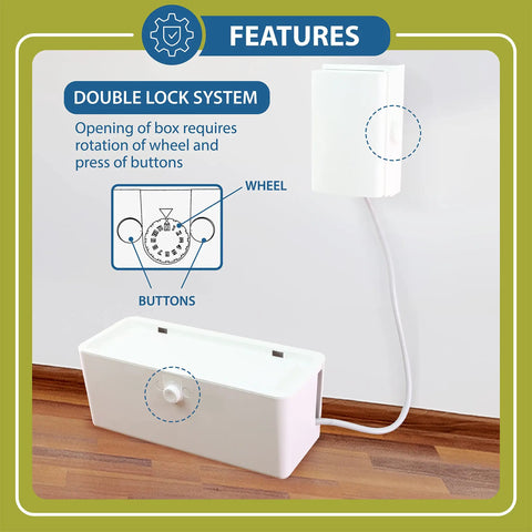 Baby Safe Power Strip Cover And Outlet Box Bundle For Floor Or Wall Mount Keeps Kiddo Hands Safe From Cords, Easy Install, White