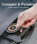 Person placing 15W Magnetic Wireless Charger Pad For Galaxy S21 Through S26 And Pixel Pro Phones into a backpack pocket.