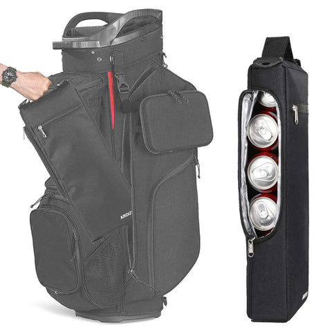Insulated Golf Cooler Bag For Men, Lightweight 600D Oxford, Leakproof, Holds A 6 Pack Of Cans, Easy Access Pocket, Water Resistant.