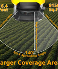 Electric Grass Seed Spreader For Lawn Care Compatible With DeWalt 20V Max And 60V Batteries showing coverage area and angle control