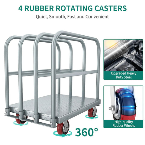 Beast 2 In 1 Drywall Cart Heavy Duty Platform Cart with Folding Wheels, Steel Panel Truck, 2200 Lbs Capacity, Flatbed
