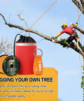 Arborist Throw Line Kit With 15 Oz Throw Weight, 150 Ft Slick Polyester Rope, Reflective Orange Storage Bag, tree trimming scene