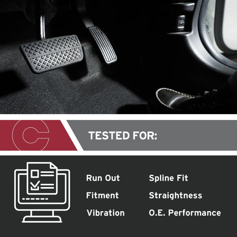 Car pedals with testing criteria for Heavy-Duty CV Drive Axle And Drive Shaft Replacement For Cadillac Escalade, Escalade ESV, Escalade EXT