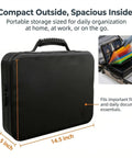Fireproof Document Box With Lock Soft Shell For Important Papers Passports Certificates And A 14 Inch Laptop, black case with open view