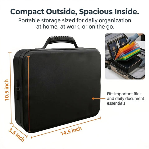 Fireproof Document Box With Lock Soft Shell For Important Papers Passports Certificates And A 14 Inch Laptop, black case with open view