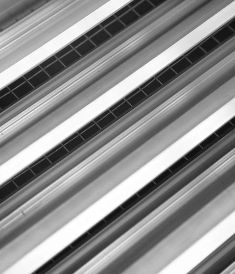 Close-up of 24 Inch Aluminum Exterior Gable Louver Vent for Walls and Crawlspace, showing weatherproof air grille and screen mesh details.