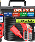 12-24V Car Circuit Tester Kit With Power Probe, Short and Open Finder, All in One Auto Electrical Diagnostic Tool for Voltage, Polarity, Continuity, Signal Circuit Diagnosis, Component Activation, and Bad Ground Checks. Red handheld tester with cables and case