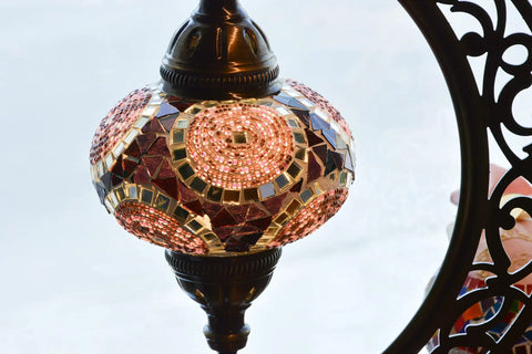 Turkish Mosaic Moon Shape Table Lamp Handmade Crescent Glass Mosaic Night Light With Antique Bronze Base Boho Bedside Decor Cozy Rustic
