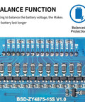 Close-up view of the Ridiculously Tough 13S 48V 30A Lithium Ion Bms Protection Board showing balance function components.