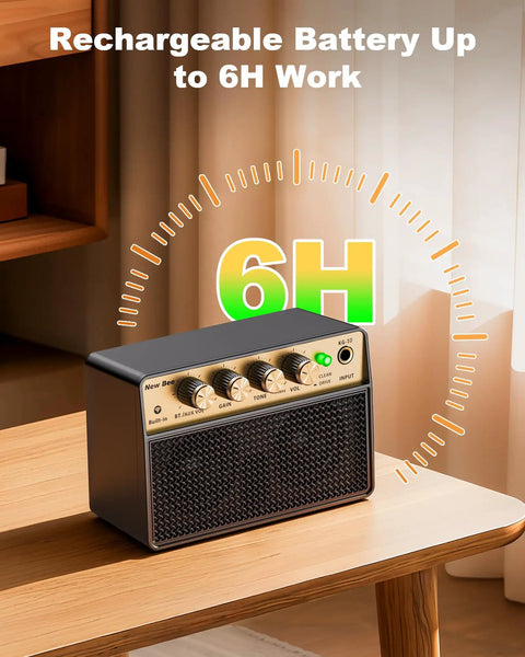 Portable 10W Electric Guitar Amplifier With Clean Drive Channel Pure Analog Tone USB C Rechargeable Bluetooth and 10W output