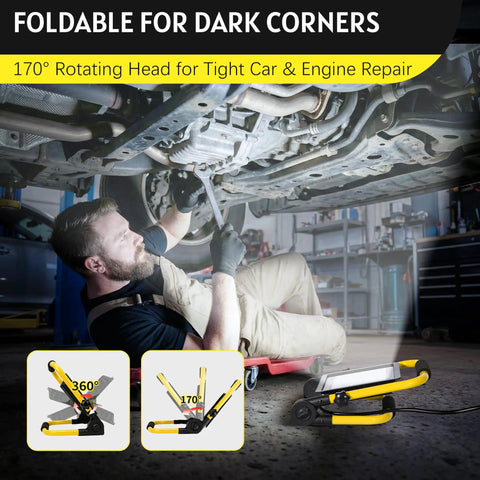High Bright 10000LM LED Work Light Portable Flood Light with Five Foot Cord used in car engine repair