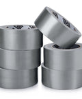 Silver Duct Tape 6 Roll Multi Pack, 90 Feet Each, 2 Inch Wide Heavy Duty Waterproof Tape with No Residue and Easy Tear, stacked rolls
