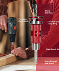 Tough As Nails TCT Alloy Countersink Drill Bit Set With Adjustable Depth Stop Collar in use, showing precision depth lock and sharp drill head.