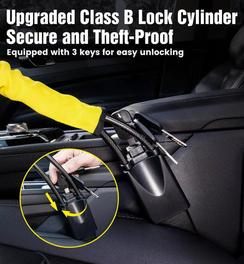 Heavy Duty Cable Steering Wheel Lock For Chevy Volt Bolt EUV Blazer EV Anti Theft Car Security Device with keys in use