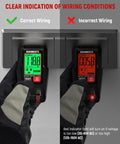 GFCI Outlet Tester With LCD Display And Auto Hold For 120V AC Home Outlets showing correct and incorrect wiring status