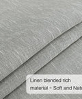 Close-up of grey linen fabric for Cozy Linen French Door Curtains For Glass Doorways Grey 25W X 72L Semi Sheer Privacy With Tieback Rod Pocket Panel Great For Living Room And Hallways For Everyday Use.