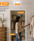Motion Sensor LED Ceiling Light 120V 10W 5000K Daylight, Six Point Five Inch Flush Mount, CRI 90, in walk-in closet