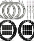 Universal Bicycle Brake Cable And Housing Kit With O Rings And End Caps For Mountain And Road Bikes Two Point Five Meter Black Five Millimeter Thick Cable Housing Sized For Quick Cuts And Easy Length Customization For Your Ride displayed with all components.