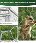Beefy Heavy Duty Large Metal Chicken Coop Walk In Run Pen With Waterproof Cover for Outdoor, showing wire mesh detail with an animal climbing.