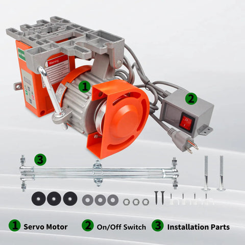 Heavy Duty 750W 110V AC Industrial Sewing Machine Servo Motor Kit with controller, foot pedal and installation parts displayed
