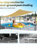 Above Ground Pool Shade Kit With Storage Tray, UV Resistant Shade Sail for 15 to 22 Ft Pools installed over round pool