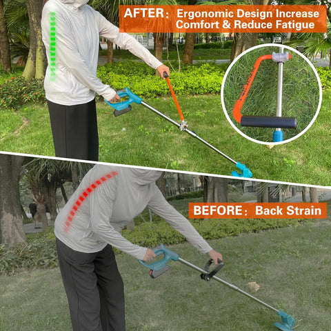 Ergonomic Trimmer Grip With Extension Handle For Weed Wacker And String Trimmer, Easy Install Bracket Clamp Keeps You Standing Tall