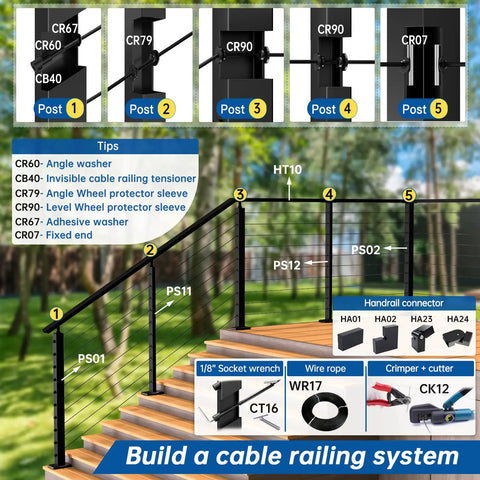 Intermediate Cable Railing Post 36 Inch Tall 1 Inch Thick 2 Inch Wide Brushed Stainless Steel Middle Post With Adjustable Top Mount
