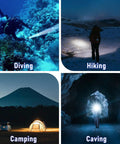 Scuba Diving Flashlight 3200 Lumen Long Throw Underwater Light 472 Meters Focus Beam Waterproof for Diving, Hiking, Camping, Caving.