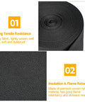 Close-up of Black Nylon Protective Hose Sleeve Shield, roll view, showcasing strong tensile resistance, 2.25 inch ID, abrasion resistant.