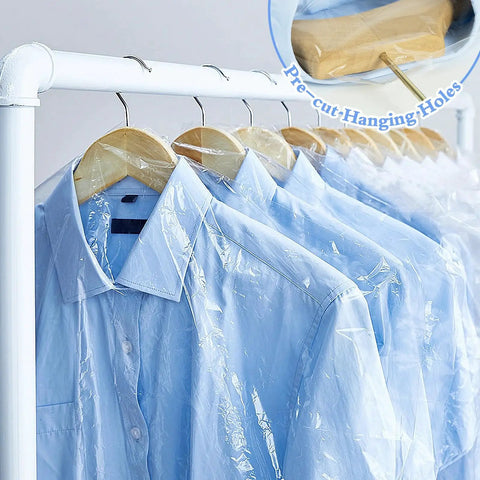 100 Pack Dry Cleaning Plastic Bags For Clothes Hassle Free Wardrobe Protection From Dust Moisture And Wrinkles Clear Garment Bags
