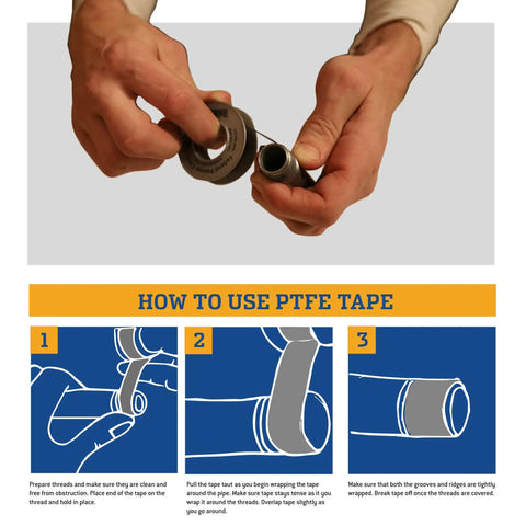 Nickel PTFE Thread Seal Tape Pro Grade Heavy Duty 1/2 Inch By 260 Inch tutorial demonstrating application on pipes