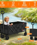 Extra Long 35 Inch Folding Wagon With Wheels, Heavy Duty Collapsible Utility Cart That Hauls 360 Pound Capacity in use by child