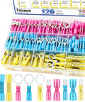 120Pcs Heat Shrink Connectors Kit Waterproof Crimp Terminals Auto And Marine All In One Pro Grade Wire Wiring Terminal Set With Ring Fork Spade Connectors And Heat Shrink Butt Terminals, assorted terminal set